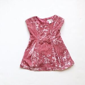 Cat & Jack dusty rose crushed velvet dress EUC 12m